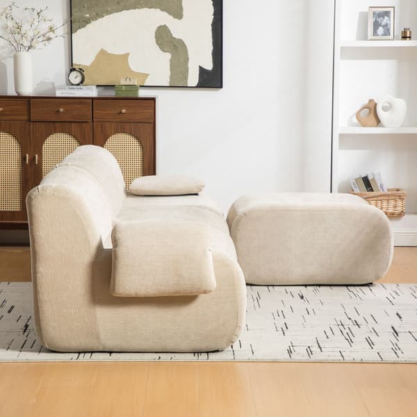 HOMAIRE modulsoffa i chenille med högelastiskt skum, ljus khaki Light Khaki