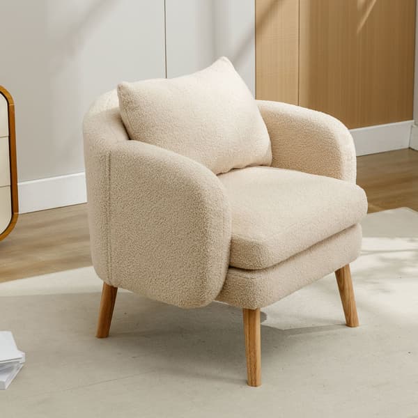 HOMAIRE Teddy-samtsfåtölj med extra tjock kudde, beige Beige 71 x 72 x 71 cm