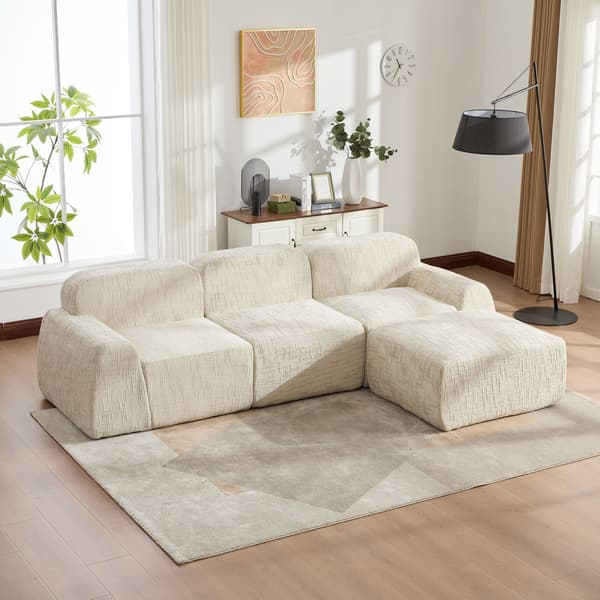 HOMAIRE modulsoffa i chenille med 30D skum, beige Beige