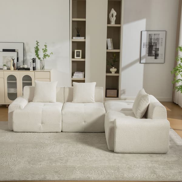 HOMAIRE modulsoffa i chenille med 30D högelastiskt skum, beige Beige