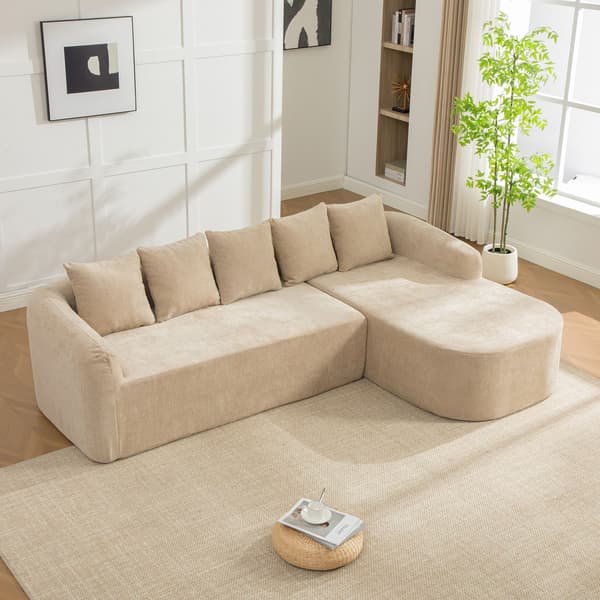 HOMAIRE modulsoffa i chenille med 30D högelastiskt skum, ljus khaki Light Khaki