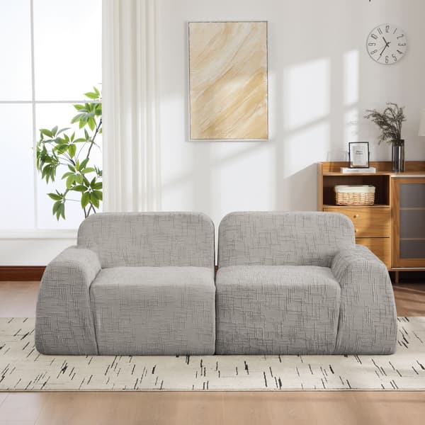 HOMAIRE modulsoffa i chenille med högelastiskt skum, grå Grå 198 x 90.5 x 73 cm