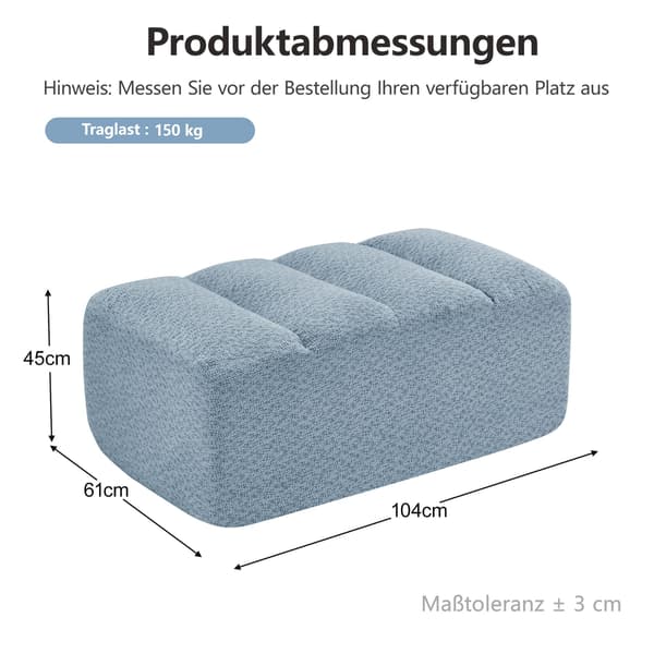 HOMAIRE Brravo Ottoman Granular Fleece Blå Blå 104 x 61 x 45 cm