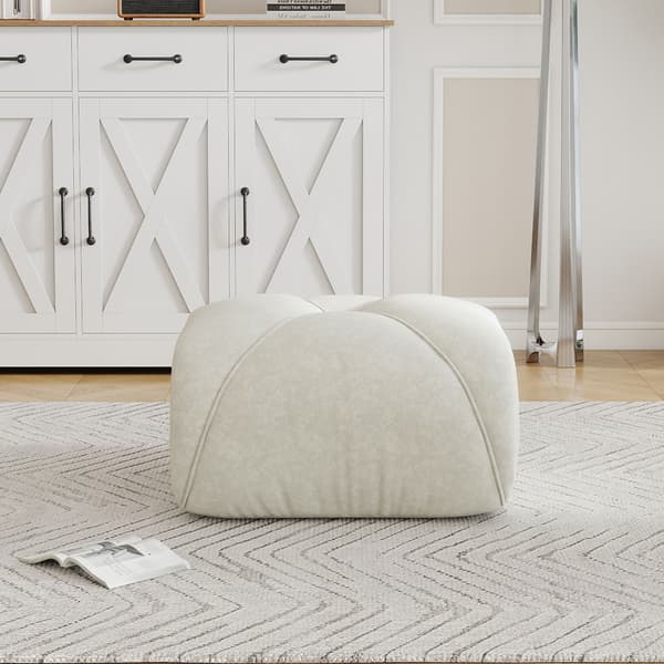 HOMAIRE Elowin Ottoman Chenille Ljusbeige Light beige 78 x 76 x 45 cm