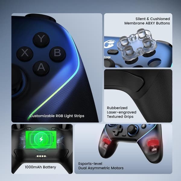 GameSir Super Nova trådlös spelkontroll för PC/Switch Blå blå