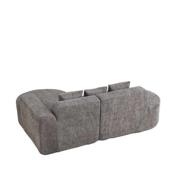 HOMAIRE Modern L-förmigt Ecksofa i anthrazit med rundat design och Chenille-stoff Grå