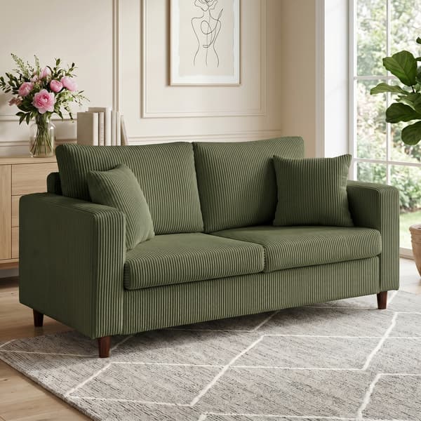 HOMAIRE 2-sitssoffa med Corduroy, 170 cm bredd, extra stor sittyta, grön Grön 170 x 80 x 82 cm