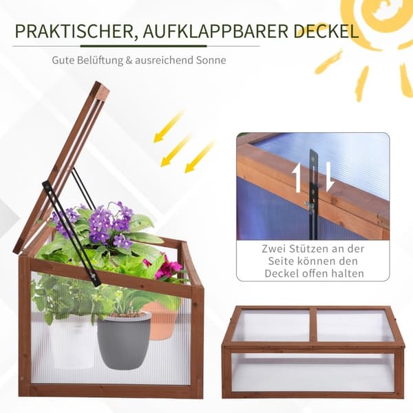 Mini trädhus med PC-panel Lutad design Bra ventilation 100x65x40cm Brun 100 x 65 x 40 cm