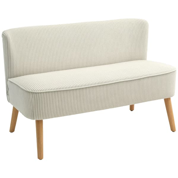 HOMAIRE 2-sits soffa med mjuk stoppning och lättskött gräddvit klädsel, 117x56,5x77 cm Gräddvit