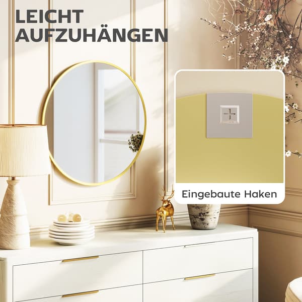 HOMAIRE Rundspiegel 61x61 cm, Guld, modern design, väggdekor Guld 61 x 1 x 61 cm