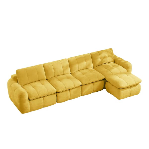 HOMAIRE 4-sits modulsoffa i L-form, chenille, gul, utan ram Gul 334 x 160 x 68 cm