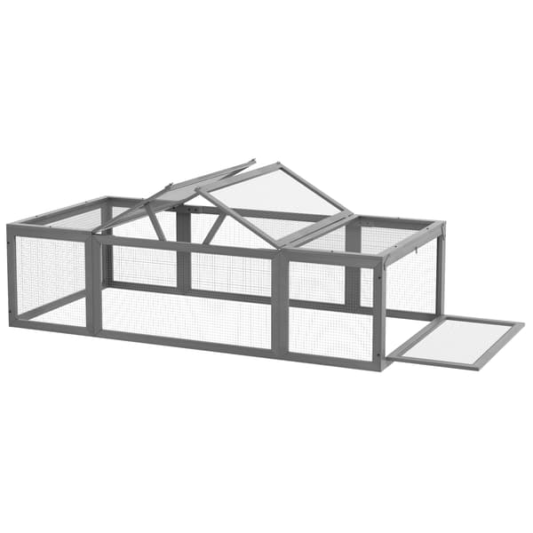 HOMAIRE Kaninbur i grå gran med uppfällbart tak 180x90x48 cm Grå