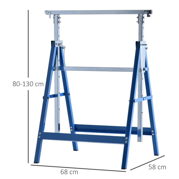 HOMAIRE 2-pack arbetsbockar i stål, vikbara och höjdjusterbara 80-130 cm, max 200 kg, blå Blå