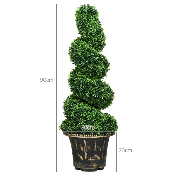 HOMAIRE Spiralförmiga konstboksträd 2-pack med kruka, 90 cm, grön Grön