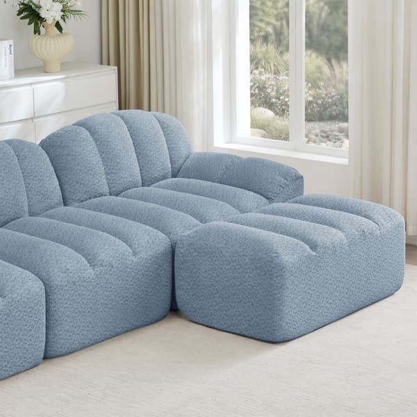 HOMAIRE 2-sits modulsoffa i L-form med ottoman, blå Blå 210 x 165 x 79 cm