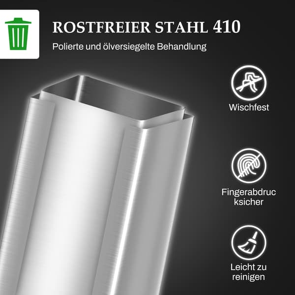 HOMAIRE 20L soptunna i rostfritt stål med mjukstängande lock och deodorantfack, silver Silver