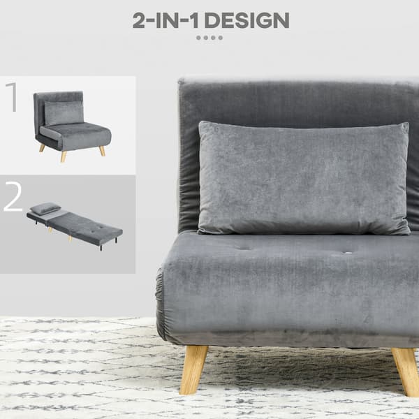 HOMAIRE 2-i-1 fåtölj med bäddfunktion, grå, 72x78x79 cm Grå 72 x 78 x 79 cm