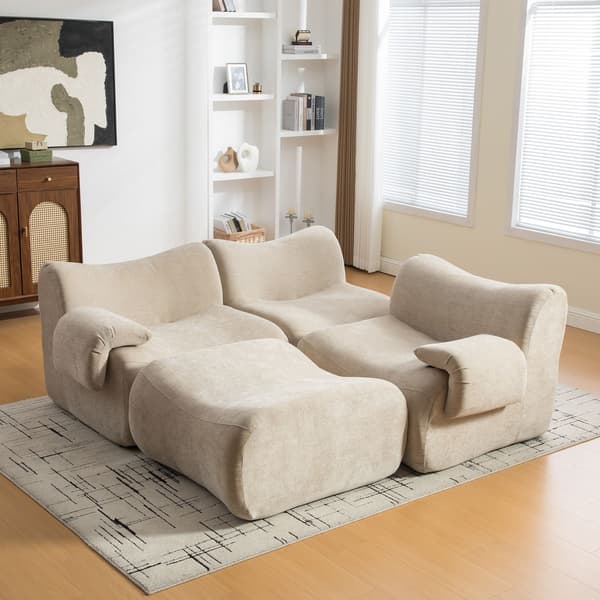 HOMAIRE modulsoffa i chenille med högelastiskt skum, ljus khaki Light Khaki