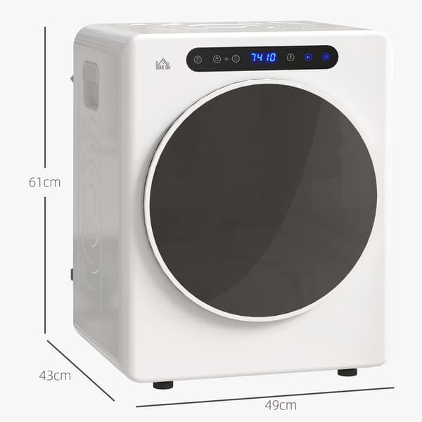 HOMAIRE kompakt torktumlare 3 kg, 6 program, 40-60°C, touchkontroll, vit Vit