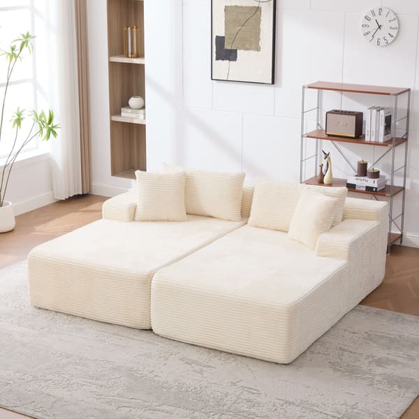 HOMAIRE modulär kompressionssoffa i chenille, beige med 30D högelastiskt skum Beige