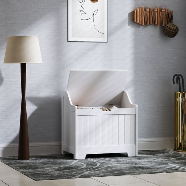 HOMAIRE Förvaringslåda i MDF med lock, vit, 61L rymlig och modern design Vit