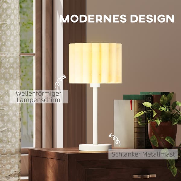 HOMAIRE Retro bordslampa med vit plastskärm och knappströmbrytare, E27 Vit