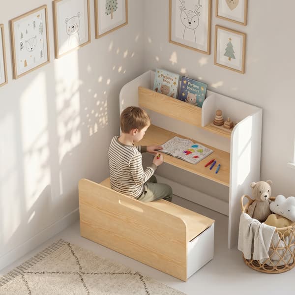 HOMAIRE 5-i-1 Barnbord och Stolar Set Vit MDF för 3-8 år Vit 80 x 29 x 80 cm