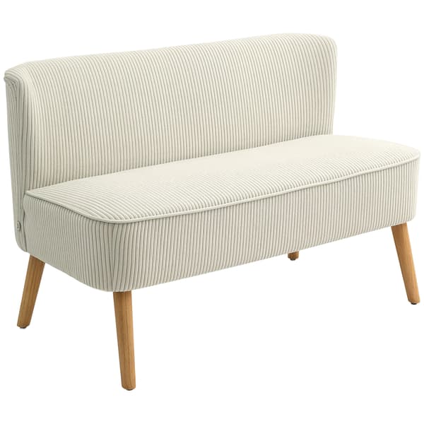 HOMAIRE 2-sits soffa med mjuk stoppning och lättskött gräddvit klädsel, 117x56,5x77 cm Gräddvit