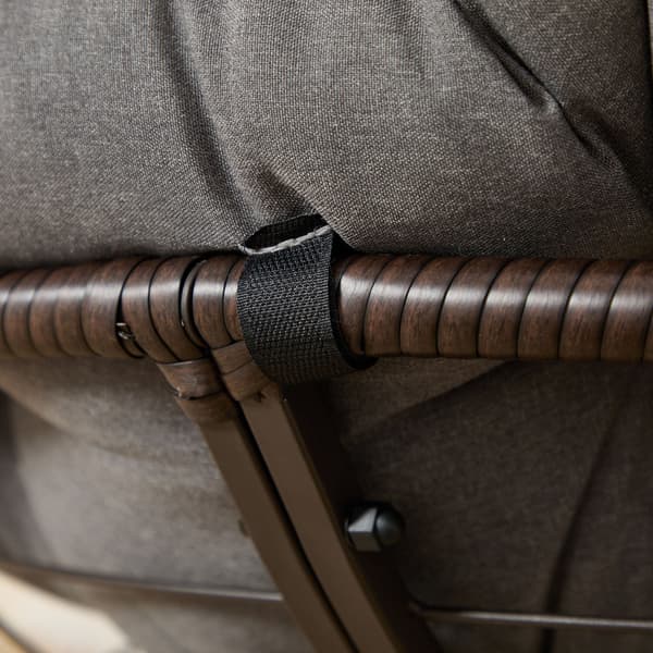 HOMAIRE Ergonomisk Papasan-stol med 360° Sväng, Grå Kudde och Brun Stålram Grå