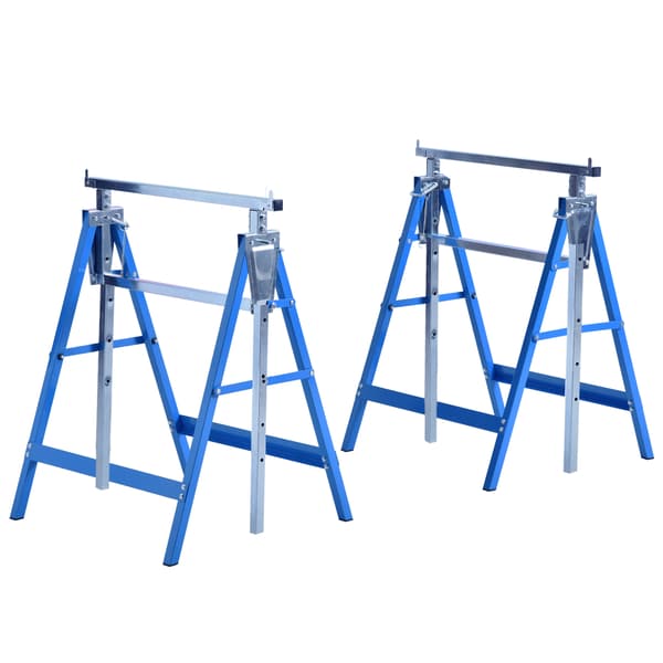 HOMAIRE 2-pack arbetsbockar i stål, vikbara och höjdjusterbara 80-130 cm, max 200 kg, blå Blå
