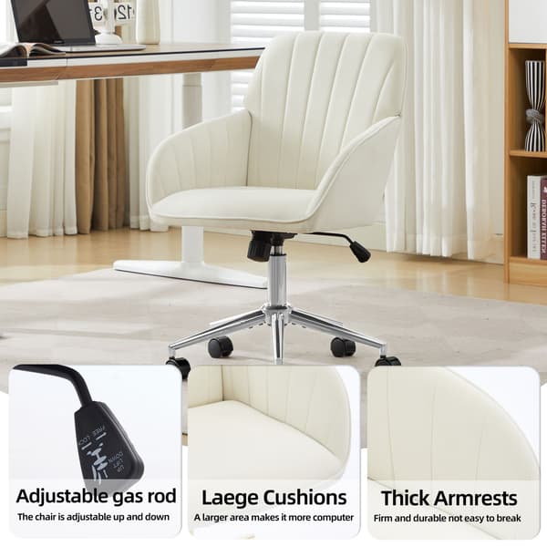 HOMAIRE ergonomisk kontorsstol med höj- och sänkbar sits, vit sammet Vit 60 x 60 x 97 cm