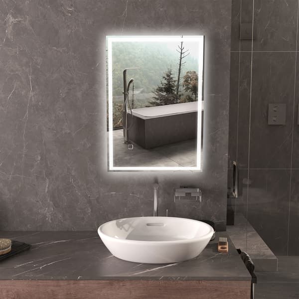 HOMAIRE Badrumsspegel LED med touch, vit, 50x70 cm, IP44, glas och plast Silver