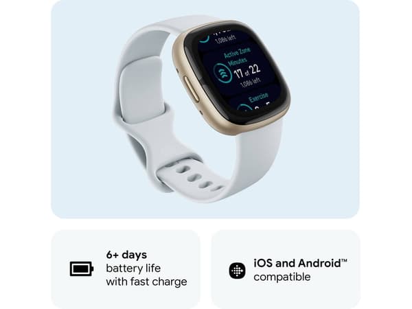 FITBIT Sense 2 Smartklocka (Bluetooth – 6 dagars batteritid – Blå)