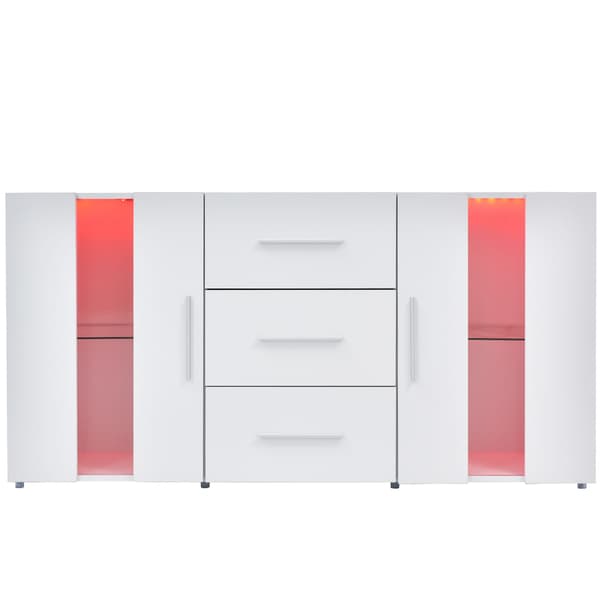 HOMAIRE Sideboard med LED-belysning, vit MDF, 140x35x70 cm Vit 140 x 35 x 70 cm