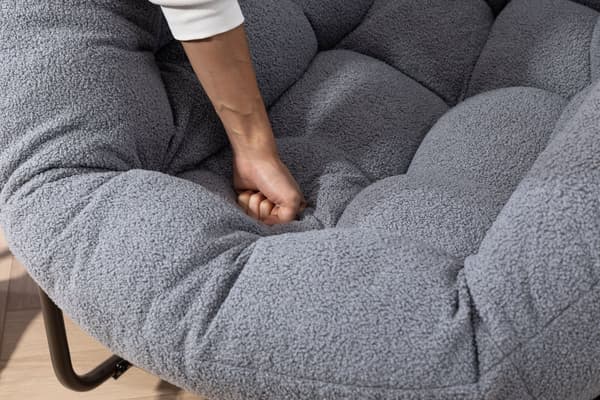 HOMAIRE Utomhus Rattanstol med Gungfunktion och Mjuk Dyna, Grå Grå