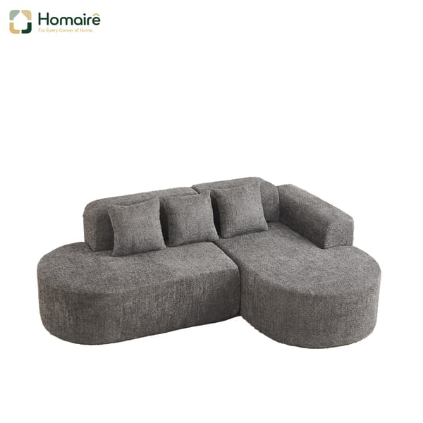 HOMAIRE Modern L-förmigt Ecksofa i anthrazit med rundat design och Chenille-stoff Grå
