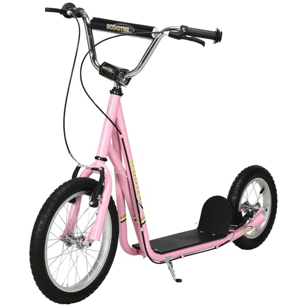 HOMAIRE Barnkickboard med luftdäck, 16" justerbar kick scooter för barn, rosa Rosa