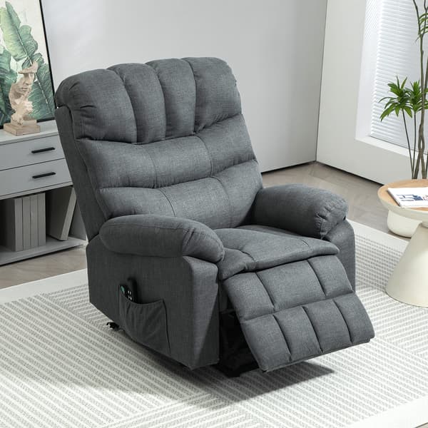 HOMAIRE elektrisk vilstol med massage och uppresningsfunktion, mörkgrå polyester och stål Mörkgrå 100 x 93 x 112 cm