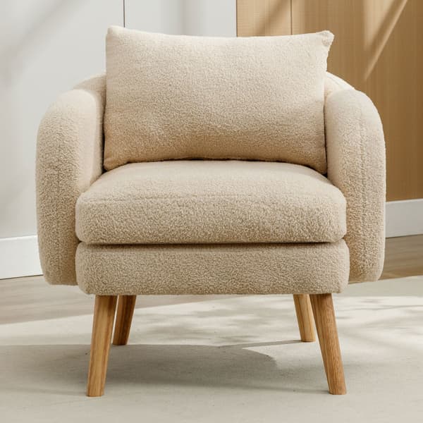 HOMAIRE Teddy-samtsfåtölj med extra tjock kudde, beige Beige 71 x 72 x 71 cm
