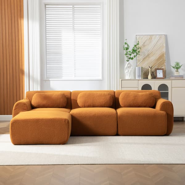 HOMAIRE modulsoffa i chenille med 30D högelastiskt skum, karamellfärgad Caramel 271 x 177 x 71 cm
