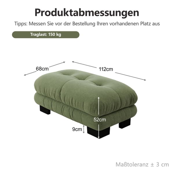 HOMAIRE Paris Ottoman - Grön Chenille Grön 112 x 68 x 52 cm