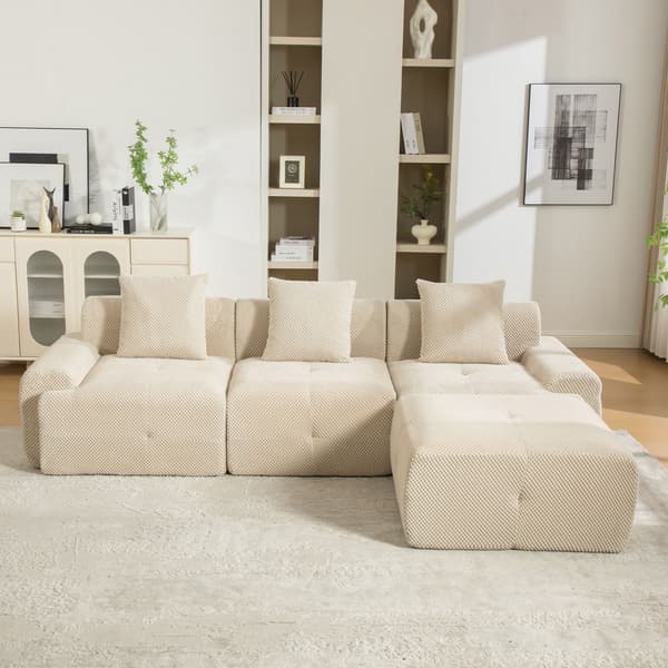 HOMAIRE modulsoffa i chenille med 30D högelastiskt skum, ljus khaki Light Khaki