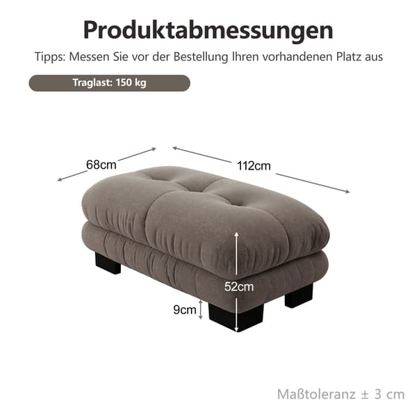 HOMAIRE Paris Ottoman - Brun Chenille Brun 112 x 68 x 52 cm