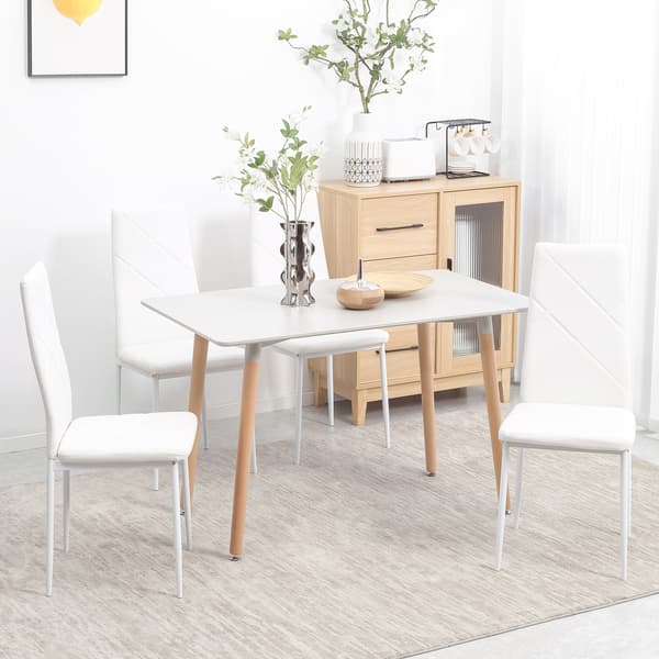 HOMAIRE 4-pack matstolar i vitt konstläder med stålram, 41x50x97 cm Vit