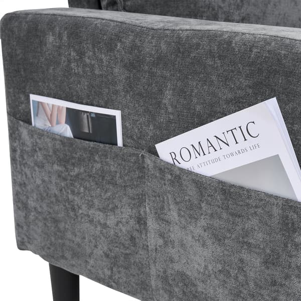 HOMAIRE L-format 3-sitssoffa med USB och Typ-C, grå linne Grå 202 x 137 x 80 cm