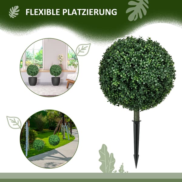 HOMAIRE Konstgjorda Buxbom 2-pack, realistisk, väderbeständig, lättskött, 70 cm Grön