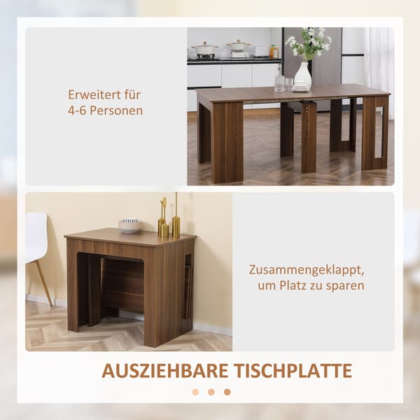 HOMAIRE utdragbart matbord 180x85x75 cm, brunt, mobil, modernt design Brun