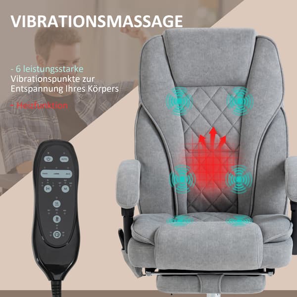 HOMAIRE ergonomisk kontorsstol med massagefunktion, fotstöd, roterbar, grå Grå