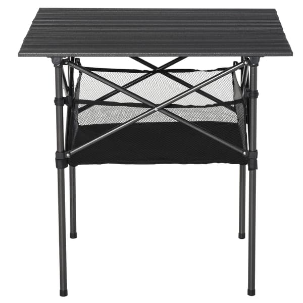 HOMAIRE hopfällbart campingbord i aluminium med nätficka, bärbart picknickbord, kolgrå 70x70x69 cm Kolgrå
