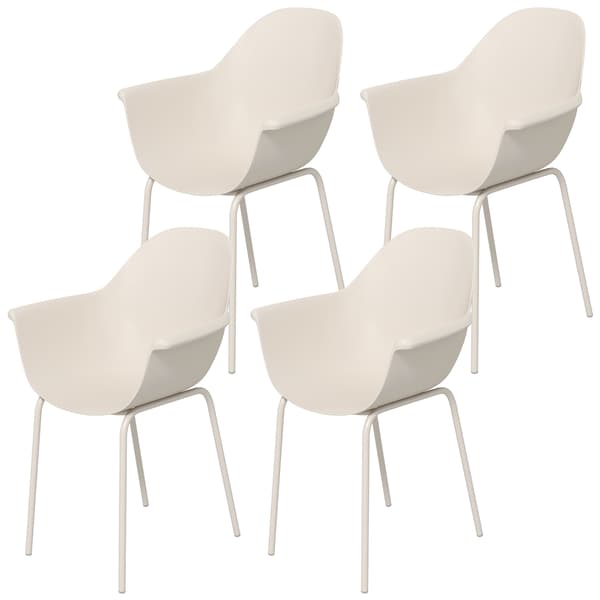 HOMAIRE 4-pack trädgårdsstolar i grått, modern design, 59x55x84 cm, stål och plast Grå